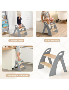 Taburete Plegable Antideslizante Joothlin 2 Pasos Gris 2