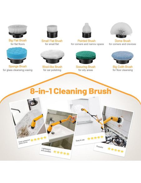 Limpiador eléctrico Dewalt 20V 1500 RPM con 8 cepillos