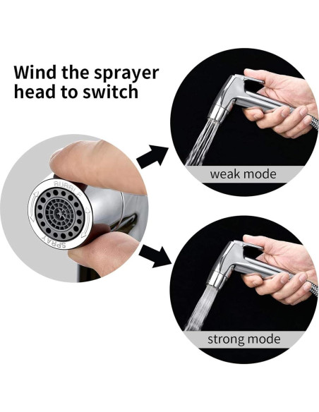 Rociador de Bidet de Mano ABSOK con Manguera 150 cm y Soporte Rociador de Bidet de Mano ABSOK con Manguera 150 cm y Soporte