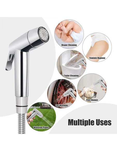 Rociador de Bidet de Mano ABSOK con Manguera 150 cm y Soporte Rociador de Bidet de Mano ABSOK con Manguera 150 cm y Soporte