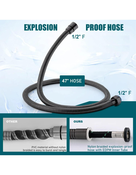 Rociador de Bidet Pugrwei Negro Mate con Manguera 119 cm