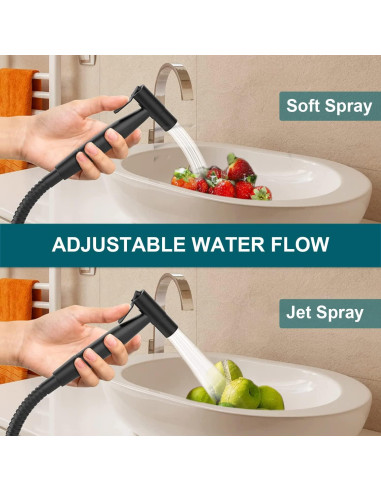 Rociador de Bidet Pugrwei Negro Mate con Manguera 119 cm