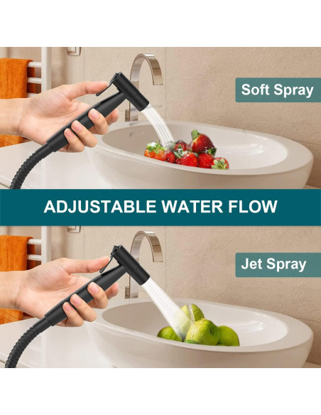 Rociador de Bidet Pugrwei Negro Mate con Manguera 119 cm