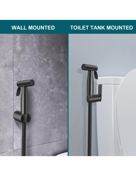 Rociador de Bidet Pugrwei Negro Mate con Manguera 119 cm