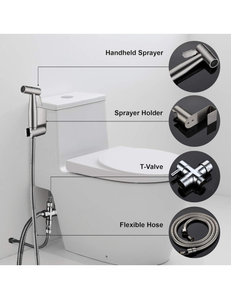 Rociador de Bidet Droiee Acero Inoxidable 1.2m Ajustable