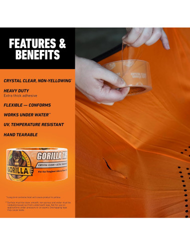 Cinta Ducto Transparente Gorilla 4,78 cm x 16,46 m Resistente