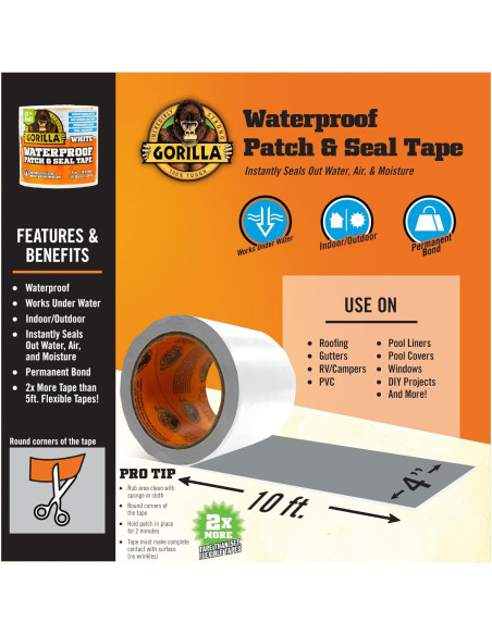 Cinta Impermeable Gorilla Patch & Seal 10 m Blanca