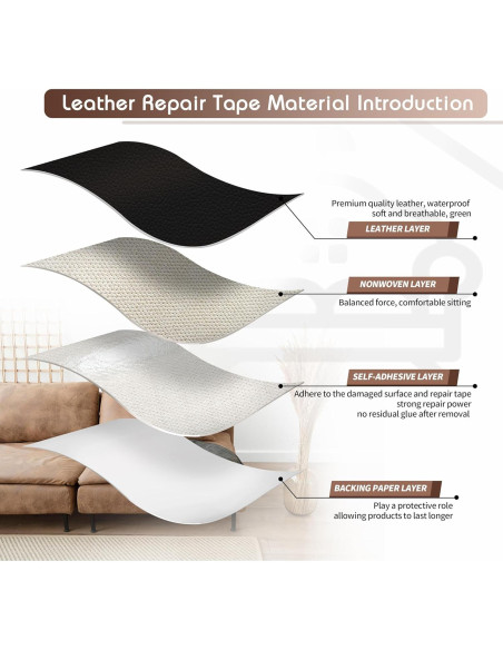 Parche de Reparación de Cuero KING MOUNTAIN 10,16x160cm Negro