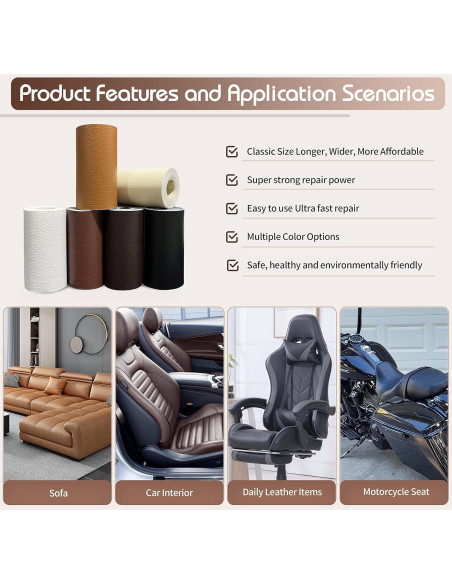 Parche de Reparación de Cuero KING MOUNTAIN 10,16x160cm Negro