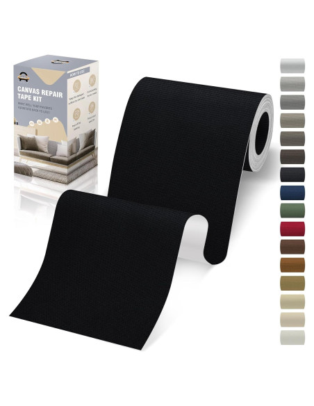 Parches de Reparación de Lona OAZ 10,16 x 200,66 cm Negro