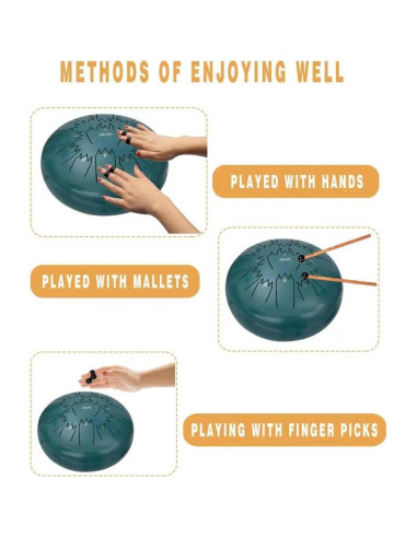 Tambor de Lengua de Acero 30,48 cm 13 Notas Nanrika Malaquita