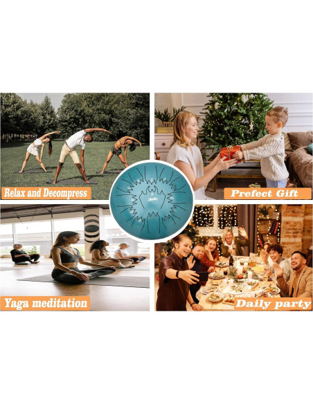 Tambor de Lengua de Acero 30,48 cm 13 Notas Nanrika Malaquita