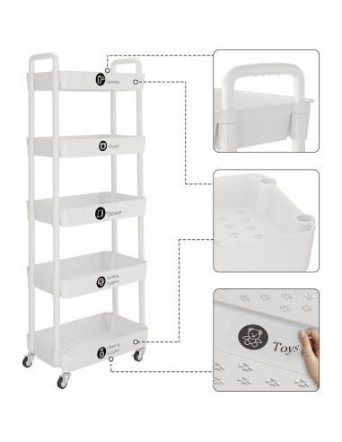 Carro de Utilidad Rodante UDEAR 5 Niveles Blanco