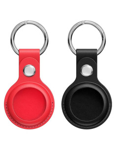Funda de cuero HETECH para AirTag con llavero - 2 unidades