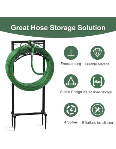 Soporte para Manguera de Jardín Helhom Metal Negro 60.96m