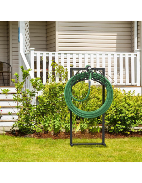 Soporte para Manguera de Jardín Helhom Metal Negro 60.96m