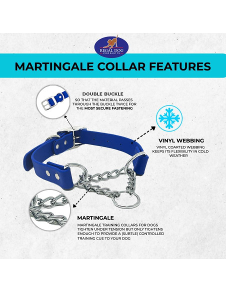 Collar Martingale Azul Regal Dog para Perros Pequeños - Biothane Impermeable