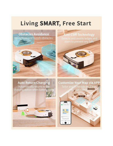 Aspirador Robot UBPET V10 para Mascotas, 22000 Pa, WiFi, HEPA