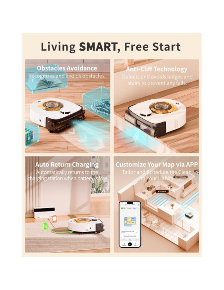 Aspirador Robot UBPET V10 para Mascotas, 22000 Pa, WiFi, HEPA