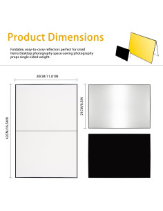 Reflector de Luz TORMEN 42x30 cm 3 en 1 A3 Blanco Negro Plata 2