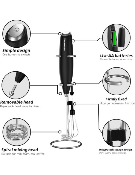 Batidor de leche eléctrico Bentronic doble varilla 22.86 cm