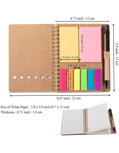 4 Cuadernos Espirales Steno WILFANS con Notas y Bolígrafos 2