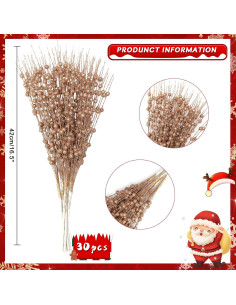 Paquete de 30 Picos Rociadores Navidad FASHOOKIN 42cm Rosa Dorado 2