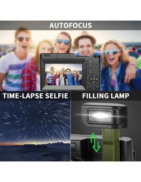 Cámara Digital 4K Monitech V01 con Pantalla Plegable y Kit