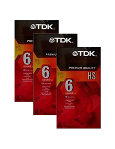 Paquete de 3 cintas VHS TDK HS 6 horas T-120 calidad premium