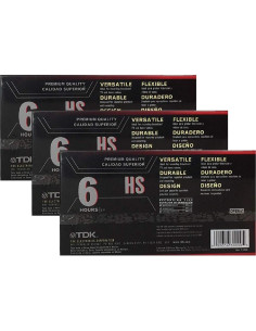 Paquete de 3 cintas VHS TDK HS 6 horas T-120 calidad premium 2