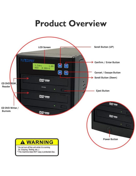 Duplicador de DVD/CD PlexCopier PLEX-S5T 1 a 5 SATA 24X