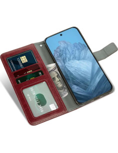 Funda de Cartera Asuwish para Google Pixel 9 Pro XL Marrón 2
