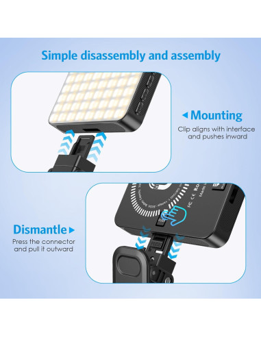 Luz LED Selfie Olipiter 2000mAh Magnética 3 Modos 3000K-6500K