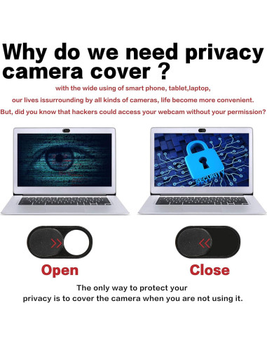 Cubierta Deslizante para Webcam imluckies - 3 Piezas, Metal Ultra Fino