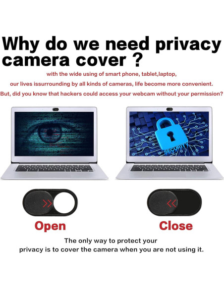 Cubierta Deslizante para Webcam imluckies - 3 Piezas, Metal Ultra Fino