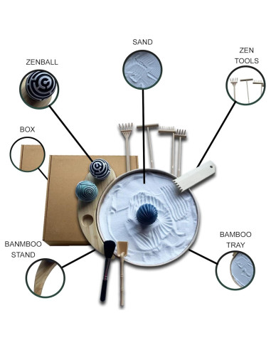 Kit Jardín Zen Japonés de Escritorio IMAMSE - Bandeja 24.1 cm