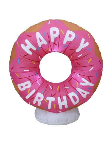 Pastel Inflable de Cumpleaños 4 Pies con Donut y LED Blossom