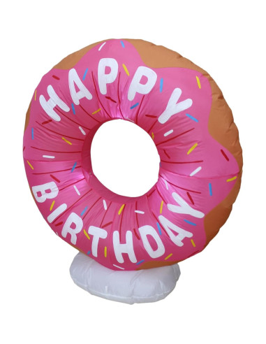 Pastel Inflable de Cumpleaños 4 Pies con Donut y LED Blossom