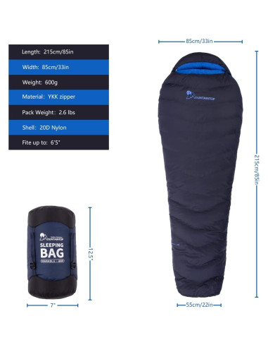 Saco de Dormir Momia Ultraligero MOUNTAINTOP 0C 215x84cm