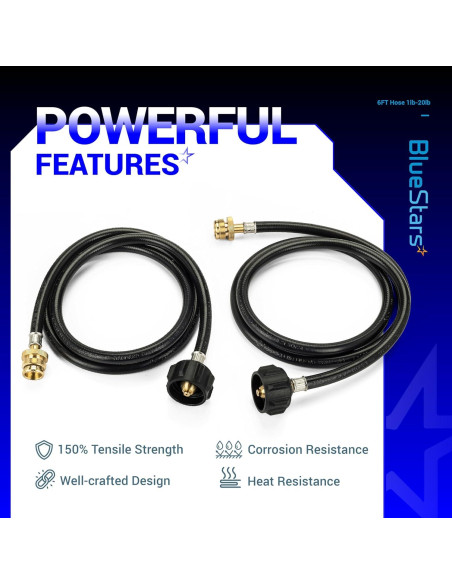 Adaptador Manguera Propano BlueStars 6FT QCC1 para Tanques 5-40lb