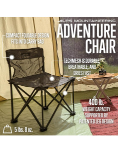 Silla de Camping Plegable ALPS Mountaineering Adventure - Ligera y Compacta 2