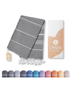 Toalla de Playa Turca Laodis 160x89 cm Secado Rápido Negra