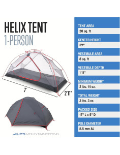 Carpa de Senderismo ALPS Helix 1 Persona Impermeable 2