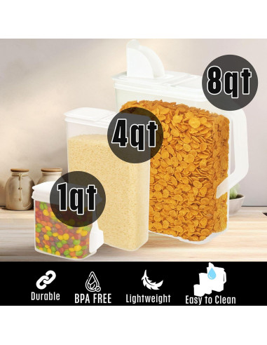 Dispensador de Alimentos Buddeez Cereal Buddy - Juego de 3, 7.57 L