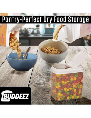 Dispensador de Alimentos Buddeez Cereal Buddy - Juego de 3, 7.57 L