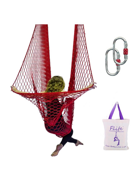 Hamaca Aérea F.Life Roja 3.6m x 2.8m para Yoga y Circo