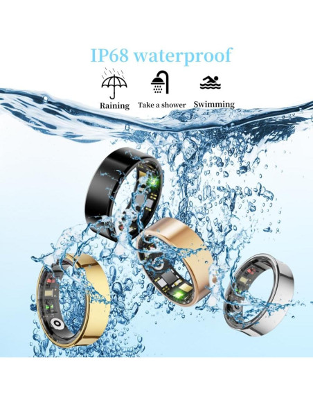 Anillo de Salud Inteligente POP IT S SR300 Negro 9, Monitoreo Fitness