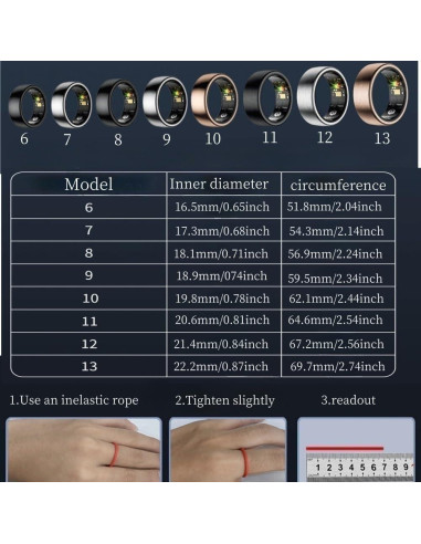 Anillo de Salud Inteligente POP IT S SR300 Negro 9, Monitoreo Fitness