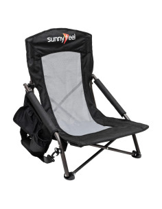 Silla de Playa Plegable SUNNYFEEL Negra para Adultos 136KG