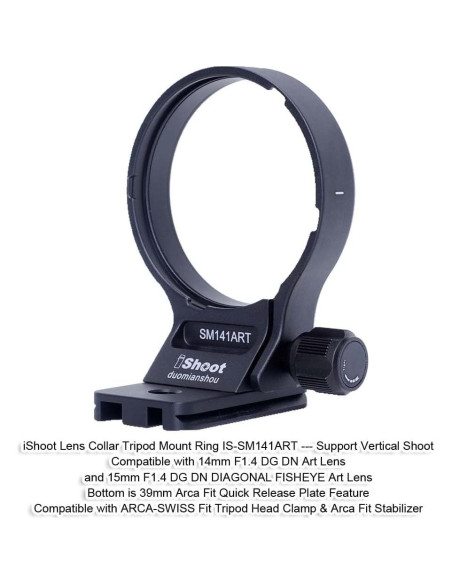 Anillo de Montaje en Trípode iShoot IS-SM141ART para Sigma 14mm y 15mm